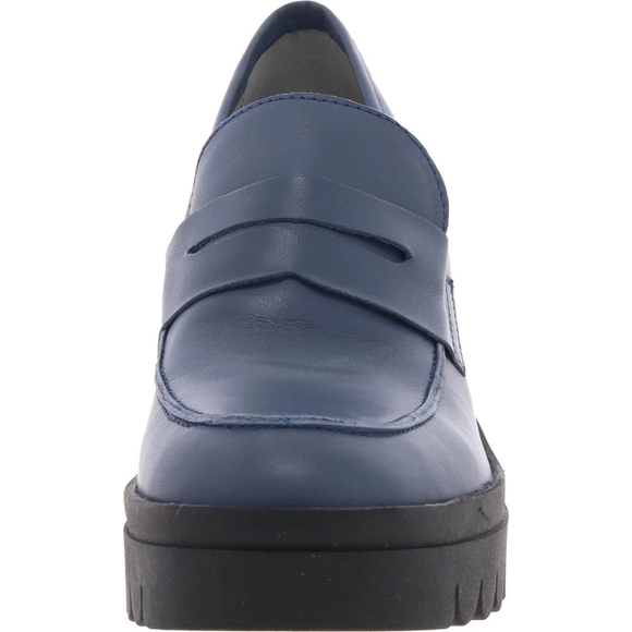 Fly London Tokyo 803 Lugged Sole Leather Loafer Heels Dublin Denim Sz 39 - Picture 5 of 11